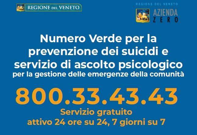 VENETO: si evolve il numero verde antisuicidi 800334343