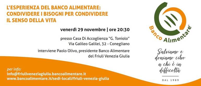 CONEGLIANO: Paolo Olivo presenta il Banco Alimentare