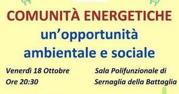 SERNAGLIA: serata sulle comunità energetiche rinnovabili